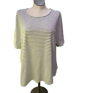 Westbound Size 2X Short Sleeve Blue And White Stipe Tee Shirt